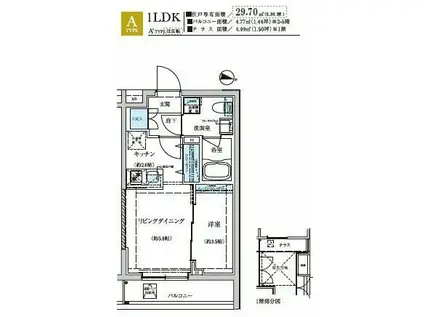 WEAVE BASE -OJI KAMIYA 王子神谷(1LDK/3階)の間取り写真