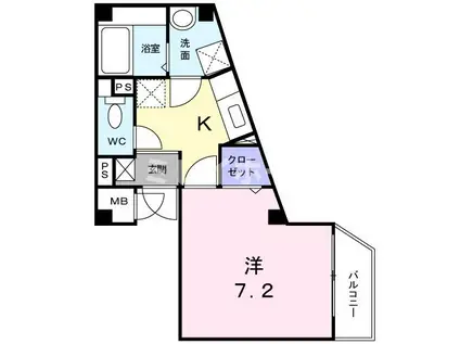 プリムヴェールI(1K/1階)の間取り写真