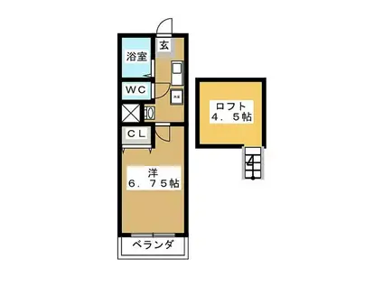 サンパーク(1K/2階)の間取り写真