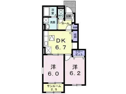 MS GARDEN 田口 II(2DK/1階)の間取り写真