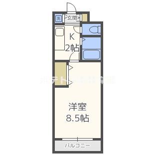 アロース我孫子東(1K/1階)の間取り写真