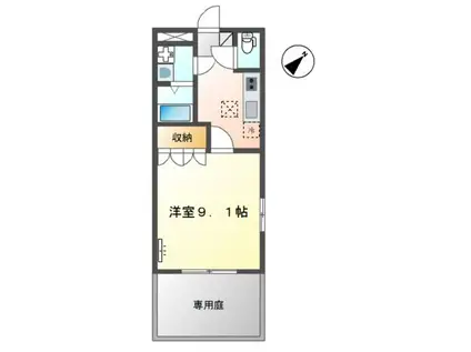 サンライズ A棟(1K/1階)の間取り写真