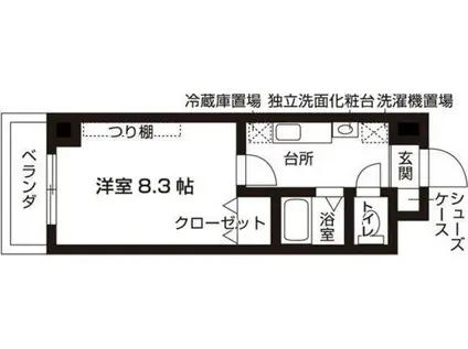 梅田エクセルハイツ(1K/2階)の間取り写真