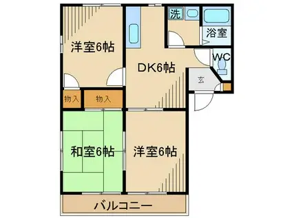 アビタシオン 2(3DK/1階)の間取り写真