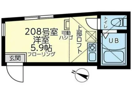 ユナイト生田マドンナストリート(ワンルーム/2階)の間取り写真