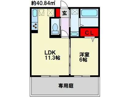 プリメーラ藤原(1LDK/1階)の間取り写真