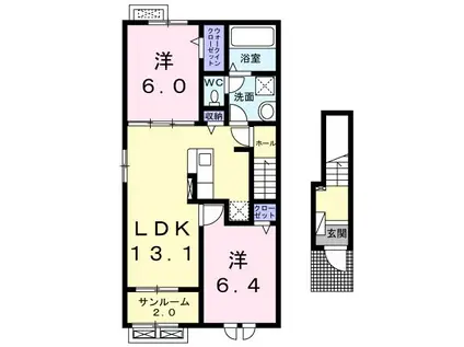 ベルグランツIIIB(2LDK/2階)の間取り写真