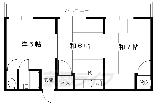 ハイツ修学院(2DK/3階)の間取り写真