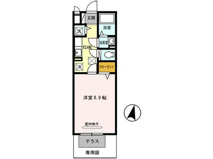 モナリエ青谷(1K/1階)の間取り写真