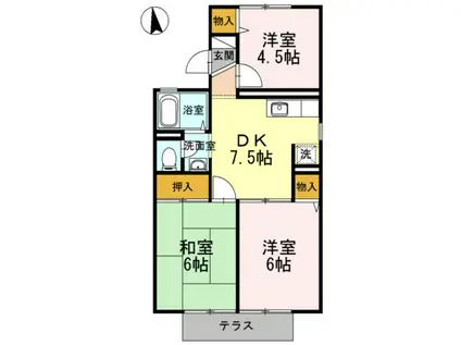 サンヒルズ西山ABC(3DK/1階)の間取り写真