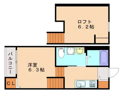 サウステージII(ワンルーム/2階)の間取り写真