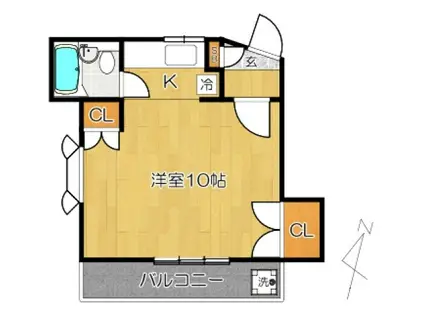 ステュディオ海神(ワンルーム/1階)の間取り写真