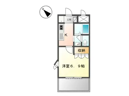 プリオール木村(1K/1階)の間取り写真