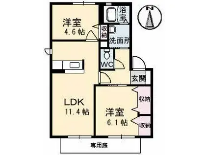 バリュージュサンヨーB棟(2LDK/1階)の間取り写真