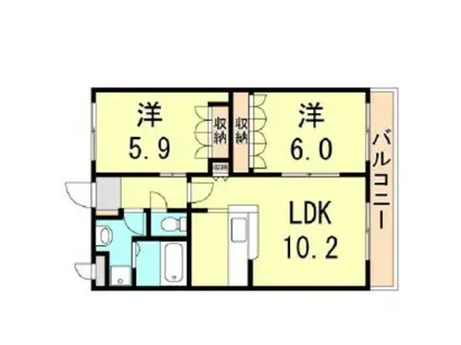 FUJI BELLE・MAISON(2LDK/2階)の間取り写真