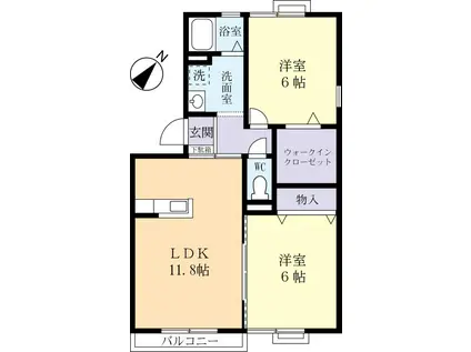 ユーハイム(2LDK/3階)の間取り写真