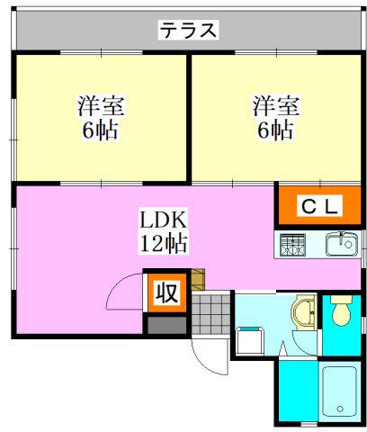 ラレーブ津田沼(2LDK/1階)の間取り写真
