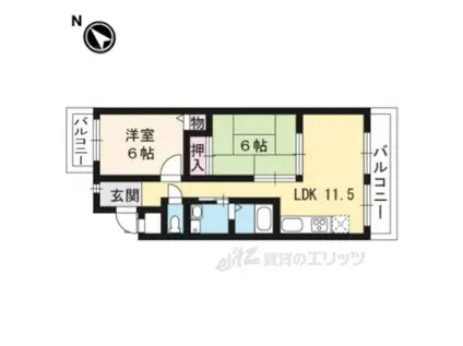 スカイロード吉祥院(2LDK/2階)の間取り写真