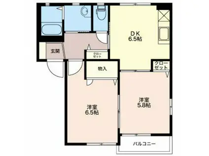 メゾンロコ(2DK/2階)の間取り写真