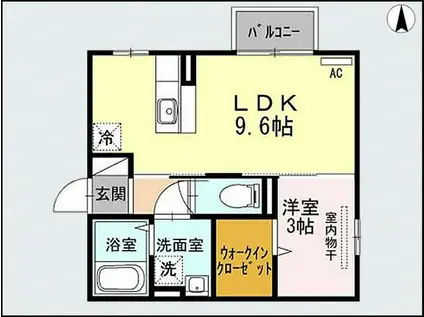 チェルキオ B(1LDK/2階)の間取り写真