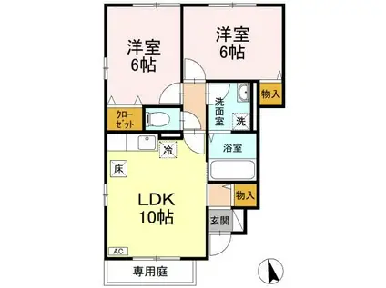 バリュアブル D棟(2LDK/1階)の間取り写真