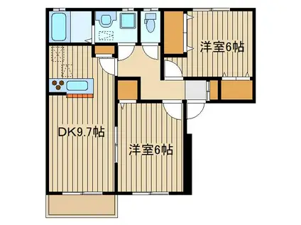 西東京市東町(2DK/1階)の間取り写真