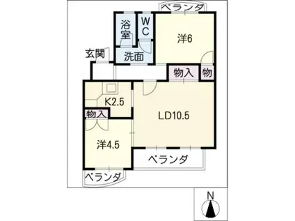 サントピア天道C(2LDK/2階)の間取り写真