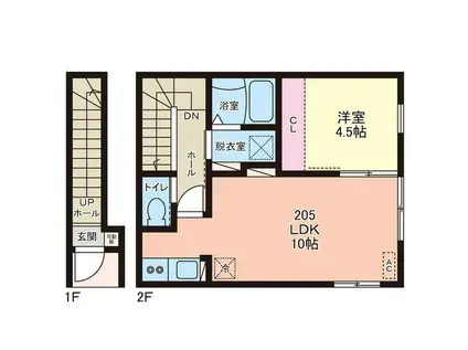 EFFORIA TRIA(1LDK/2階)の間取り写真