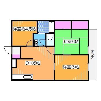 アルベロ福田(3DK/2階)の間取り写真
