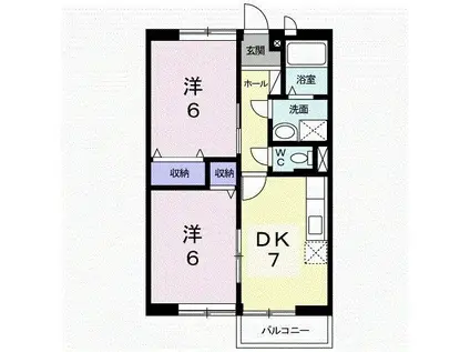 ファミールつたぎA(2DK/2階)の間取り写真