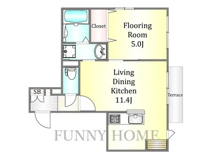 VERISA KAMIYOGA(1LDK/1階)の間取り写真