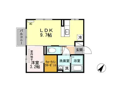 ネージュSII(1LDK/2階)の間取り写真