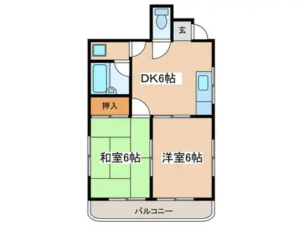 ロワール町田(2DK/4階)の間取り写真