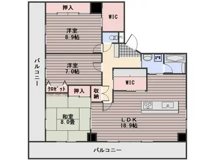 メゾン表町(3LDK/8階)の間取り写真