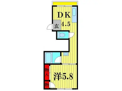松戸第八マンション(1DK/7階)の間取り写真