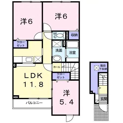 グレイスヴィラサンヨー(3LDK/2階)の間取り写真