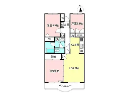 サン・ヒル7(3LDK/4階)の間取り写真