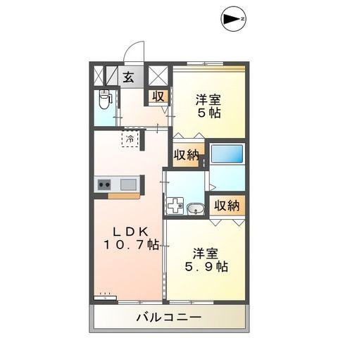 MAISON LUMIERE(2LDK/2階)の間取り写真