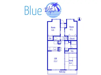 エヌフラッツ藤沢善行B棟(3LDK/2階)の間取り写真