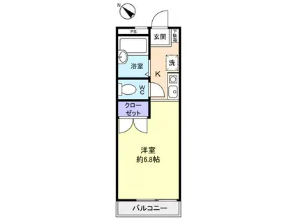 GREEN HILL(1K/2階)の間取り写真