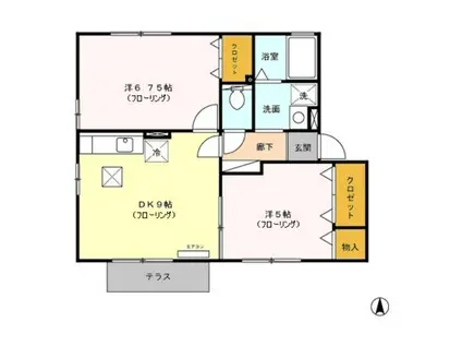 フィオーレ壱番館(2DK/1階)の間取り写真