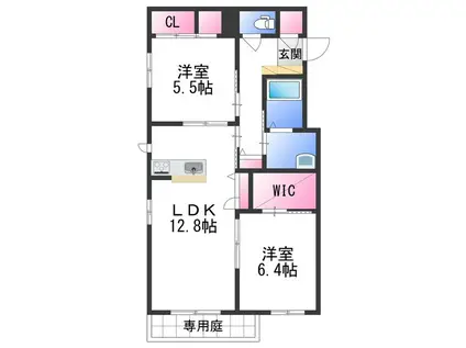 シャーメゾンLALA(2LDK/1階)の間取り写真