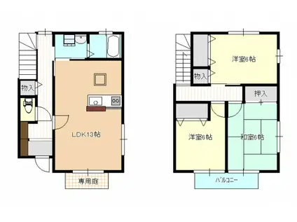 サニースクエアA棟(3LDK/1階)の間取り写真