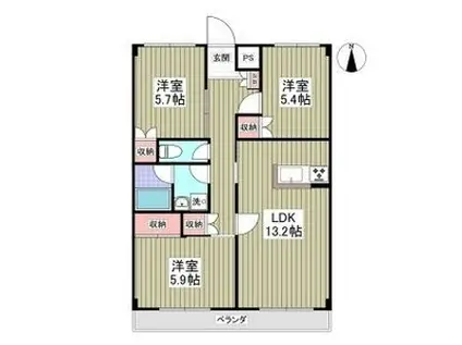 カーサガレリアI(3LDK/5階)の間取り写真