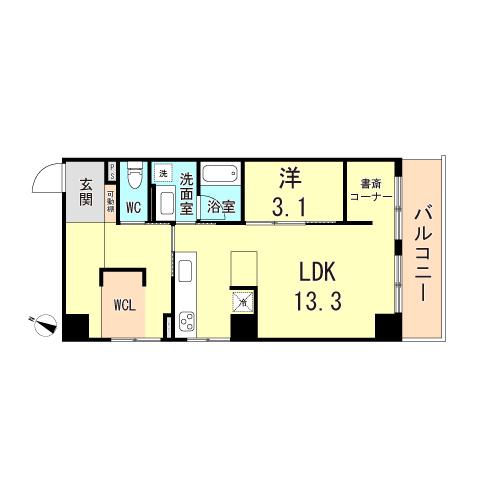 ライオンズマンション 神戸元町第II(2LDK/8階)の間取り写真