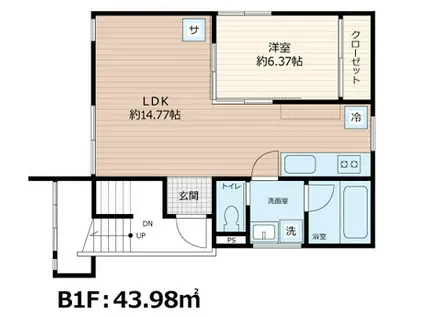 SCENE.MEGURO SAUNA RESIDENCE(1LDK/B1階)の間取り写真