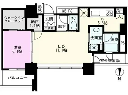 グランドミッドタワーズ大宮フォレストタワ(1LDK/13階)の間取り写真