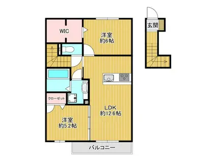 ボヌールメゾン(2LDK/2階)の間取り写真