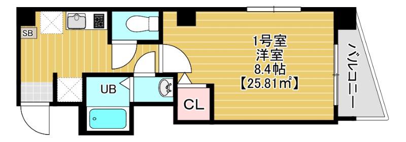 PARK MINATO本千葉(1K/4階)の間取り写真