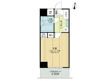 ライオンズシティ浦和常盤(1K/4階)の間取り写真